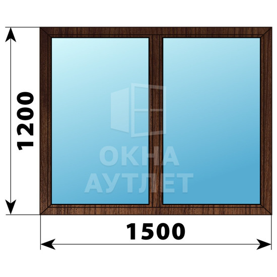 Двухстворчатое окно из дуба 1500×1200 Г-Г ОА-36431