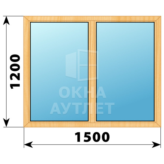 Двухстворчатое окно из сосны 1500×1200 Г-Г ОА-35312