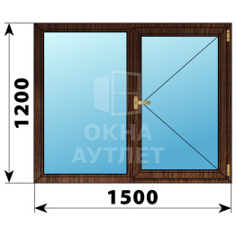 Двухстворчатое окно из дуба 1500×1200 Г-П ОА-36827
