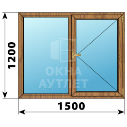 Двухстворчатое окно из лиственницы 1500×1200 Г-П ОА-36311