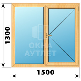 Двухстворчатое окно из сосны 1500×1300 Г-П ОА-35747