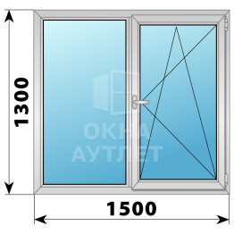 Двухстворчатое дерево-алюминиевое окно 1500×1300 Г-ПО ОА-37226