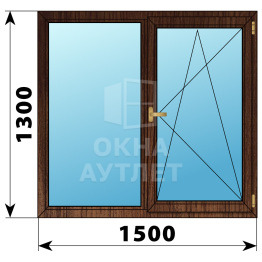 Двухстворчатое окно из дуба 1500×1300 Г-ПО ОА-37052