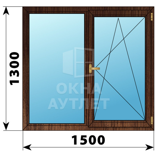 Двухстворчатое окно из дуба 1500×1300 Г-ПО ОА-37052
