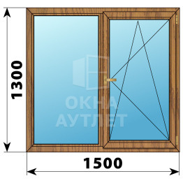 Двухстворчатое окно из лиственницы 1500×1300 Г-ПО ОА-36533