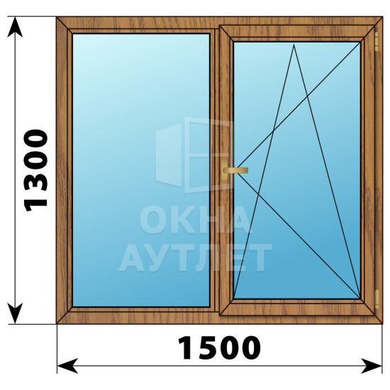 Двухстворчатое окно из лиственницы 1500×1300 Г-ПО ОА-36533