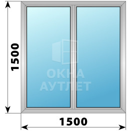 Двухстворчатое дерево-алюминиевое окно 1500×1500 Г-Г ОА-37025
