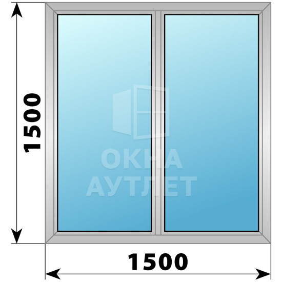 Двухстворчатое дерево-алюминиевое окно 1500×1500 Г-Г ОА-37025
