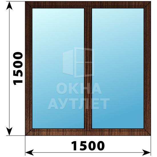Двухстворчатое окно из дуба 1500×1500 Г-Г ОА-36815