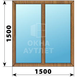 Двухстворчатое окно из лиственницы 1500×1500 Г-Г ОА-36299
