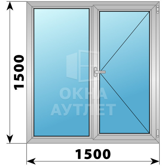 Двухстворчатое дерево-алюминиевое окно 1500×1500 Г-П ОА-37379