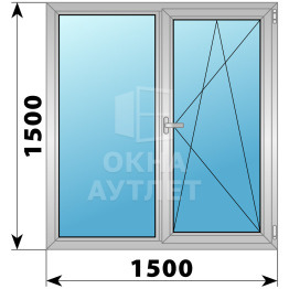 Двухстворчатое дерево-алюминиевое окно 1500×1500 Г-ПО ОА-37436
