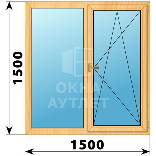 Двухстворчатое окно из сосны 1500×1500 Г-ПО ОА-36089