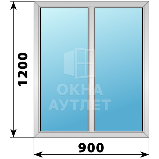 Двухстворчатое дерево-алюминиевое окно 900×1200 Г-Г ОА-35717