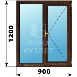 Двухстворчатое окно из дуба 900×1200 Г-П ОА-36035