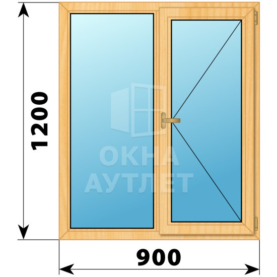 Двухстворчатое окно из сосны 900×1200 Г-П ОА-35069