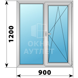 Двухстворчатое дерево-алюминиевое окно 900×1200 Г-ПО ОА-36410