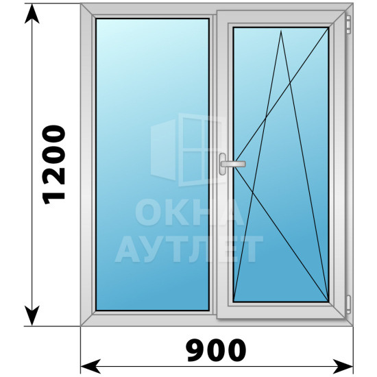 Двухстворчатое дерево-алюминиевое окно 900×1200 Г-ПО ОА-36410