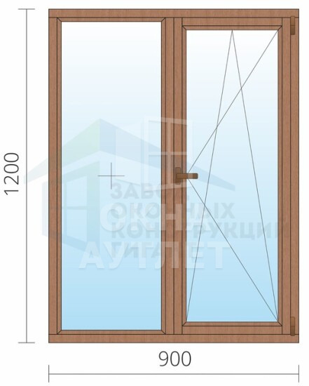 Двухстворчатое окно из дуба 900×1200 Г-ПО ОА-36173