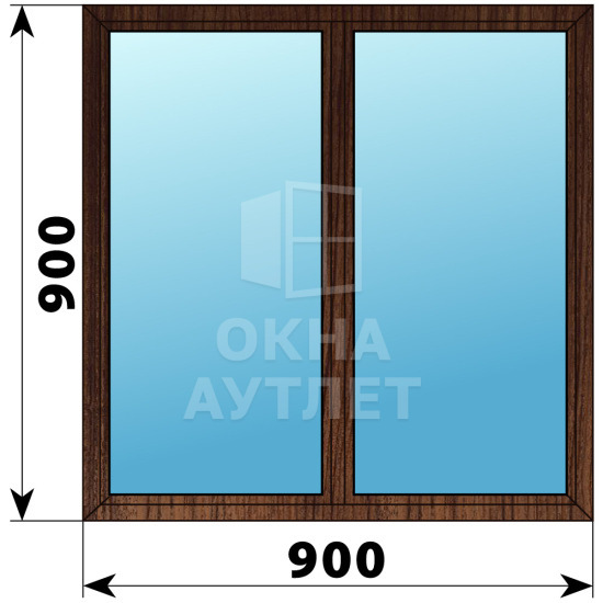 Двухстворчатое окно из дуба 900×900 Г-Г ОА-35171