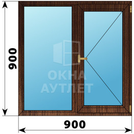 Двухстворчатое окно из дуба 900×900 Г-П ОА-35606