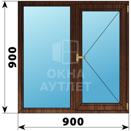 Двухстворчатое окно из дуба 900×900 Г-П ОА-35606