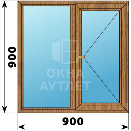 Двухстворчатое окно из лиственницы 900×900 Г-П ОА-35228