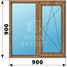 Двухстворчатое окно из лиственницы 900×900 Г-ПО ОА-35345