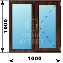 Двухстворчатое окно из дуба 1000×1000 Г-П ОА-46155