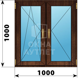 Двухстворчатое окно из дуба 1000×1000 ПО-П ОА-46758