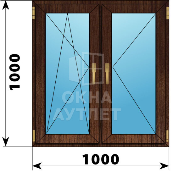 Двухстворчатое окно из дуба 1000×1000 ПО-П ОА-46758