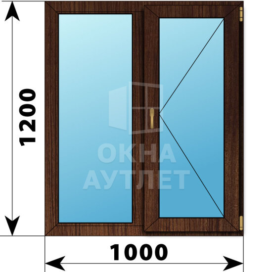 Двухстворчатое окно из дуба 1000×1200 Г-П ОА-46038
