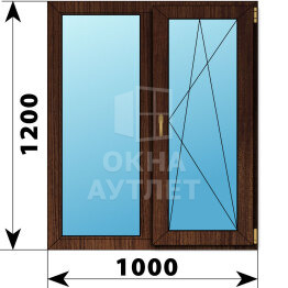 Двухстворчатое окно из дуба 1000×1200 Г-ПО ОА-46122