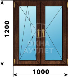 Двухстворчатое окно из дуба 1000×1200 ПО-П ОА-46635