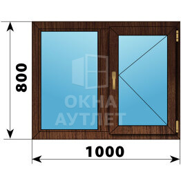 Двухстворчатое окно из дуба 1000×800 Г-П ОА-45696