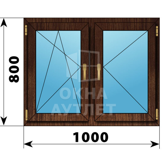 Двухстворчатое окно из дуба 1000×800 ПО-П ОА-49679