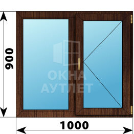 Двухстворчатое окно из дуба 1000×900 Г-П ОА-45624