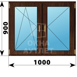 Двухстворчатое окно из дуба 1000×900 ПО-П ОА-46206
