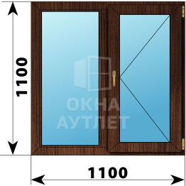 Двухстворчатое окно из дуба 1100×1100 Г-П ОА-45798