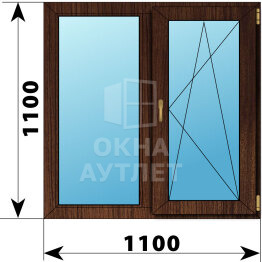 Двухстворчатое окно из дуба 1100×1100 Г-ПО ОА-45885