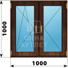 Двухстворчатое окно из дуба 1100×1100 ПО-П ОА-46389