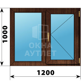 Двухстворчатое окно из дуба 1200×1000 Г-П ОА-49706