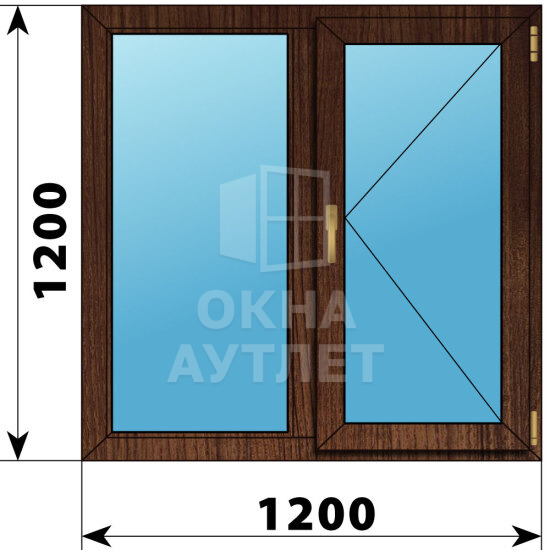 Двухстворчатое окно из дуба 1200×1200 Г-П ОА-46455