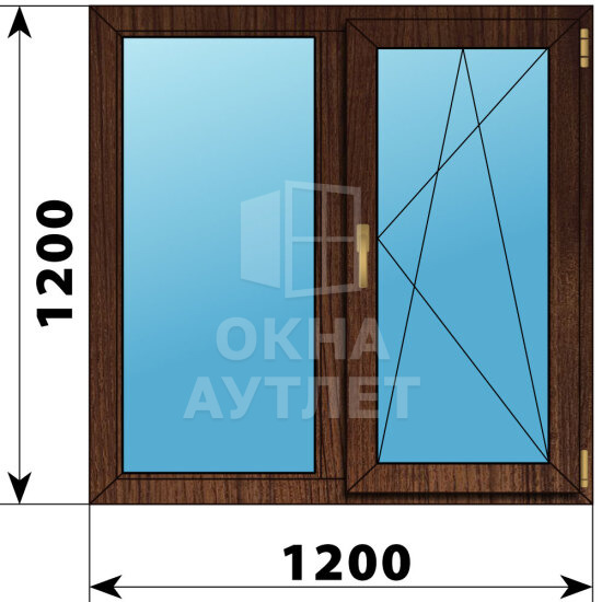 Двухстворчатое окно из дуба 1200×1200 Г-ПО ОА-46566