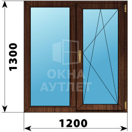 Двухстворчатое окно из дуба 1200×1300 Г-ПО ОА-46794