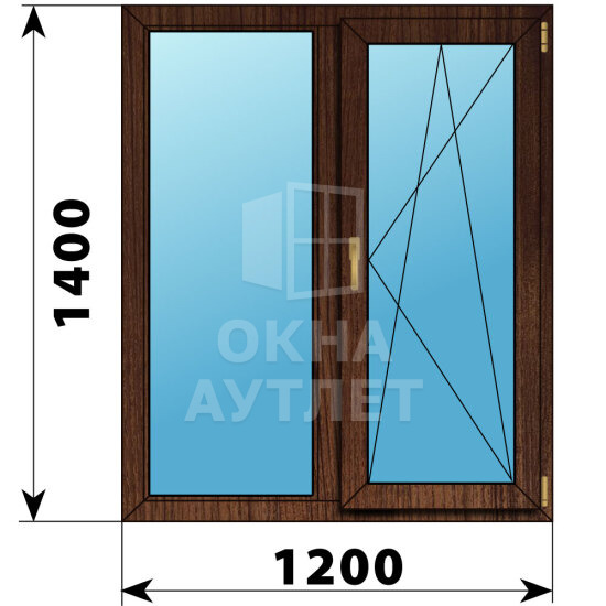 Двухстворчатое окно из дуба 1200×1400 Г-ПО ОА-46686
