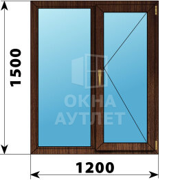 Двухстворчатое окно из дуба 1200×1500 Г-П ОА-46782