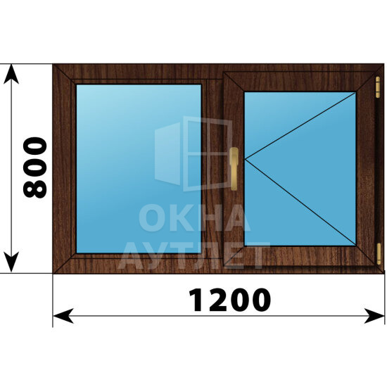 Двухстворчатое окно из дуба 1200×800 Г-П ОА-46227