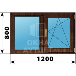 Двухстворчатое окно из дуба 1200×800 Г-ПО ОА-46320