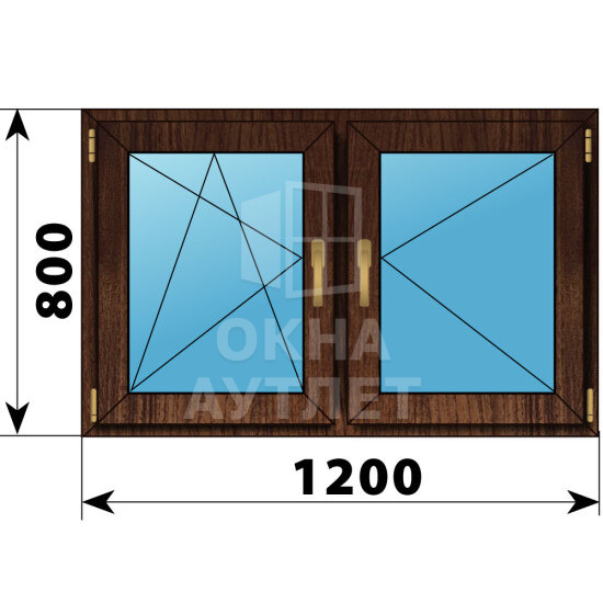 Двухстворчатое окно из дуба 1200×800 ПО-П ОА-46800